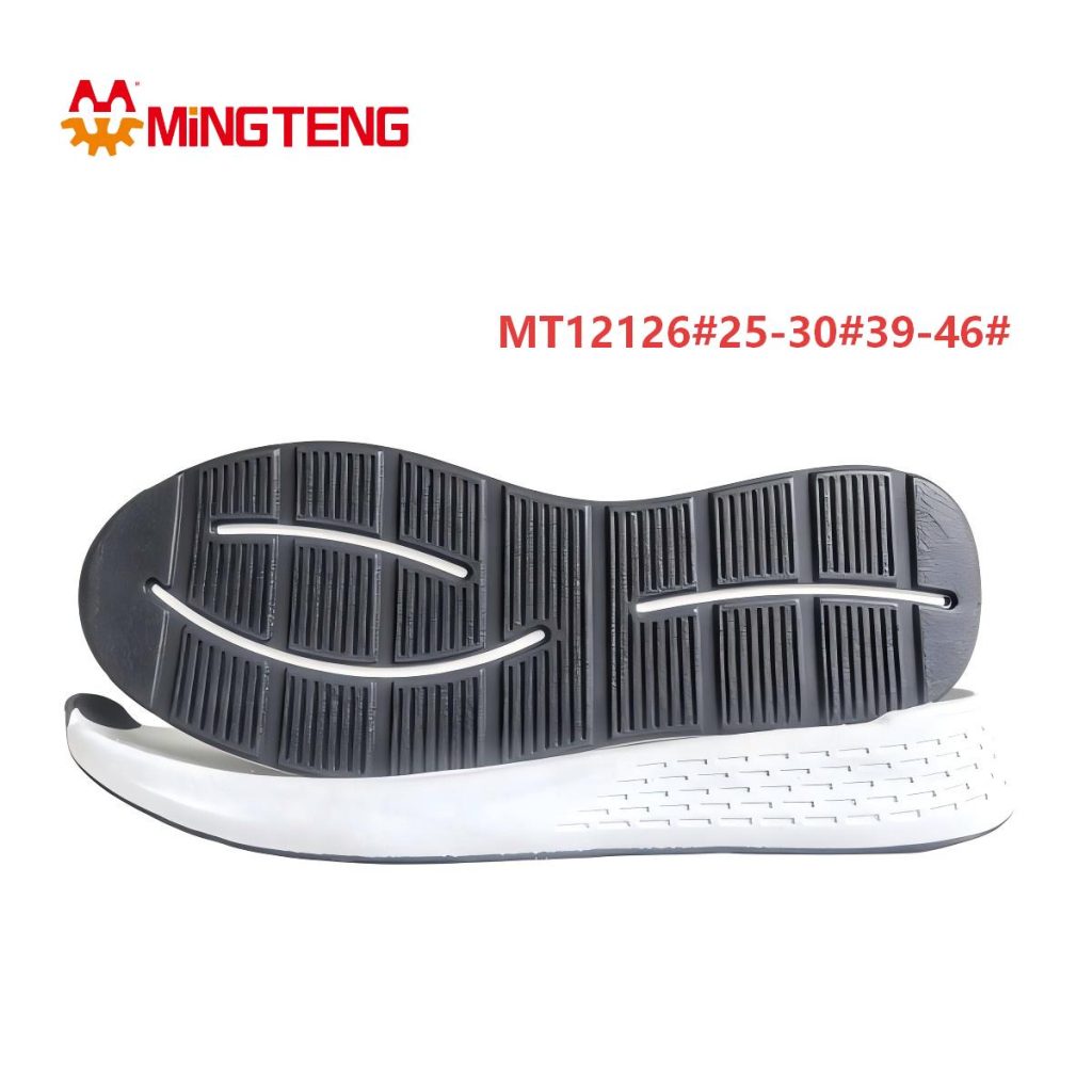 MT12126 Unisex Kids & Adult White Black MD+RB Composite Running Shoe Sole, Full Vertical Strip RB Tread Dot Matrix Perforated Side Wall Sizes 25-30 & 39-46