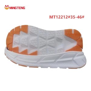 MT12212 Unisex White Orange MD+RB Composite Running Shoe Sole, Forefoot & Heel Serrated Stripe Orange RB Tread Full Honeycomb Grain Sculpted Side Wall Sizes 35-46