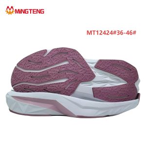 MT12424 Women Pink White Racing Sports Running Shoe Sole, Diamond Facet Hollow EVA Midsole Crack Texture Rubber Anti-Slip Outsole Sizes 36-46