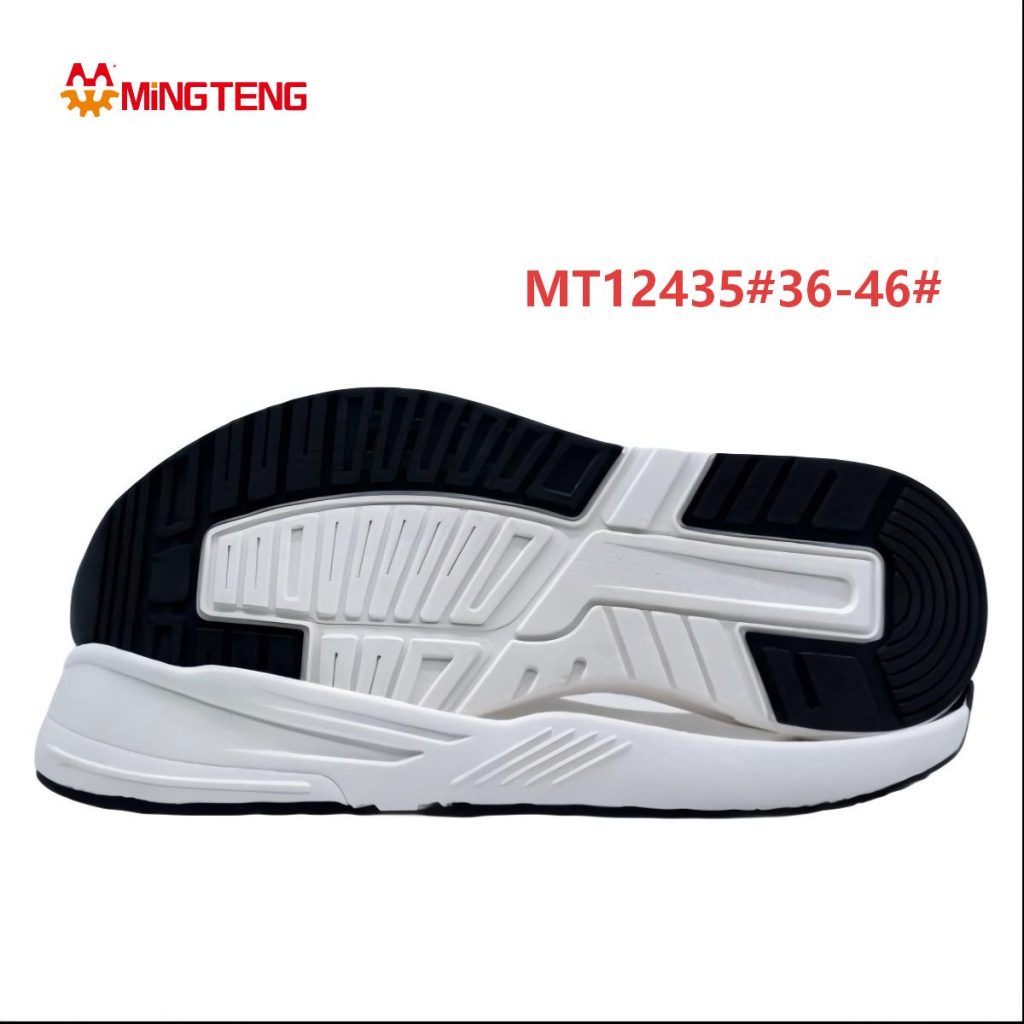 MT12435 Unisex Black White Simple Sports Running Shoe Sole, Slant Striped EVA Cushion Midsole Block Anti-Slip Rubber Outsole Sizes 36-46