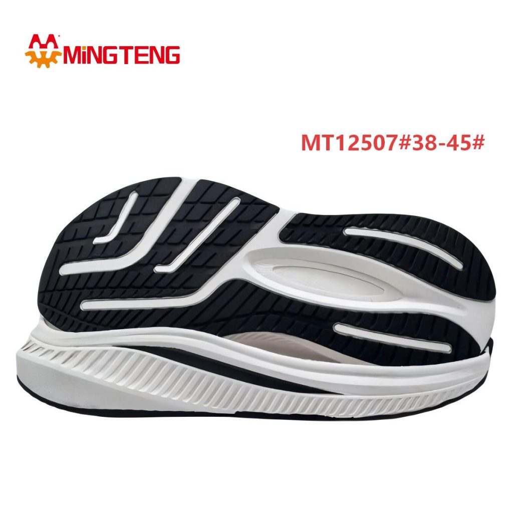 MT12507 Unisex Black White Sports Running Shoe Sole, Striped EVA Cushion Midsole Hollow Anti-Slip Outsole Sizes 38-45