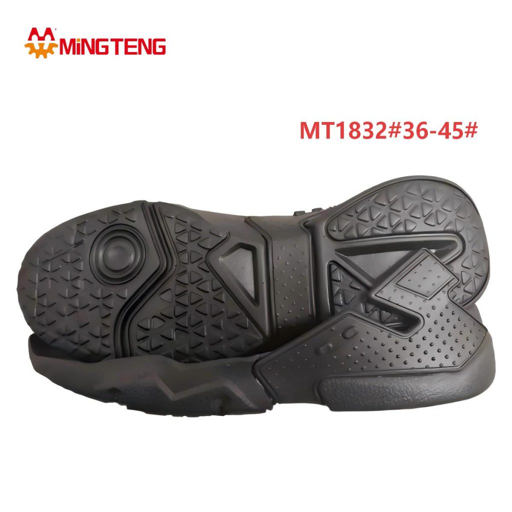MT1832 Unisex All-Black Multi-Geometric Texture MD Chunky Dad Shoe Sole, Triangle & Dot Dual Grain Outsole Angular Step Side Wall Sizes 36-45