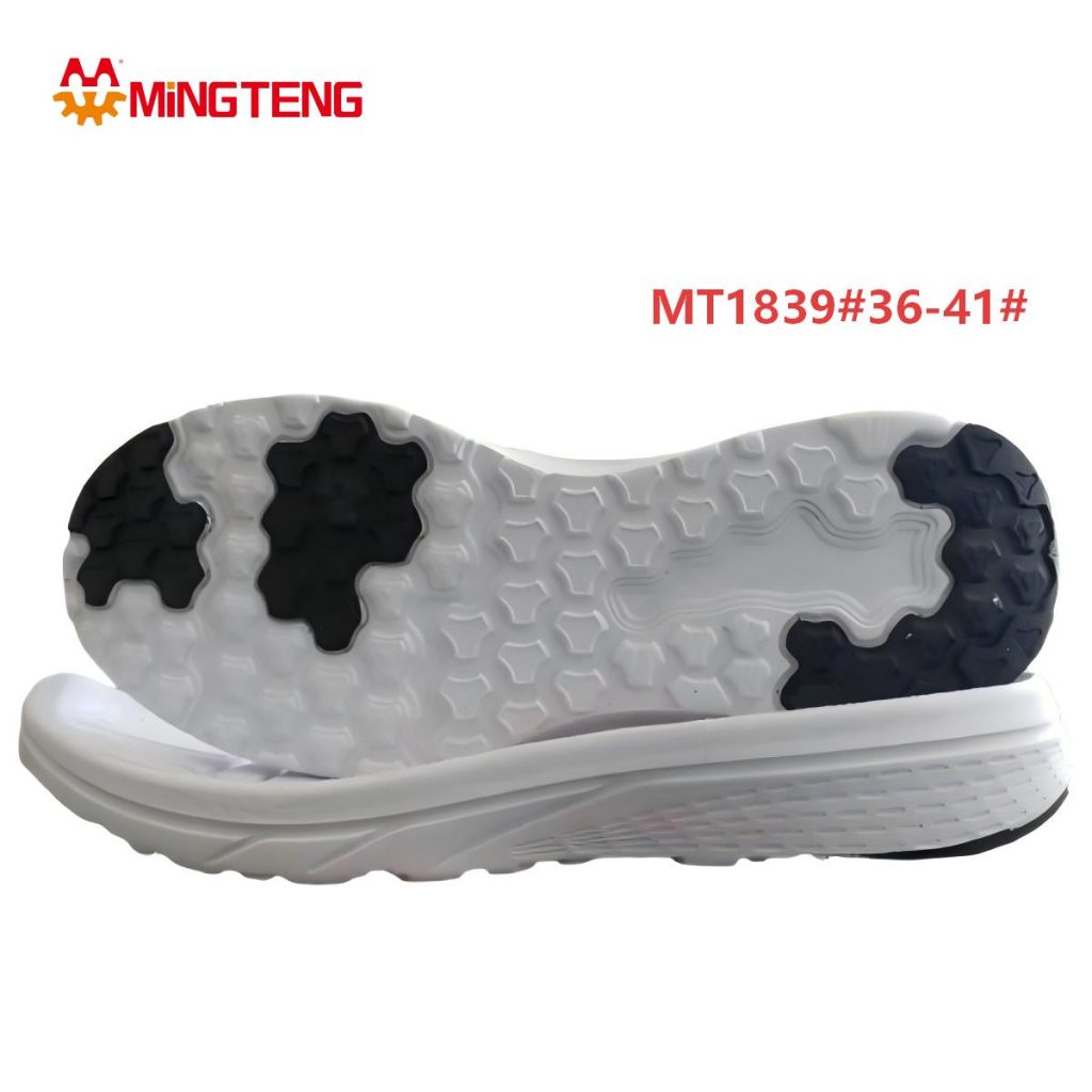 MT1839 Unisex White Black Hexagonal Block MD+RB Lightweight Running Shoe Sole, Split Forefoot-Heel Hex RB Anti-Slip Pads Wave Contour Side Wall Sizes 36-41