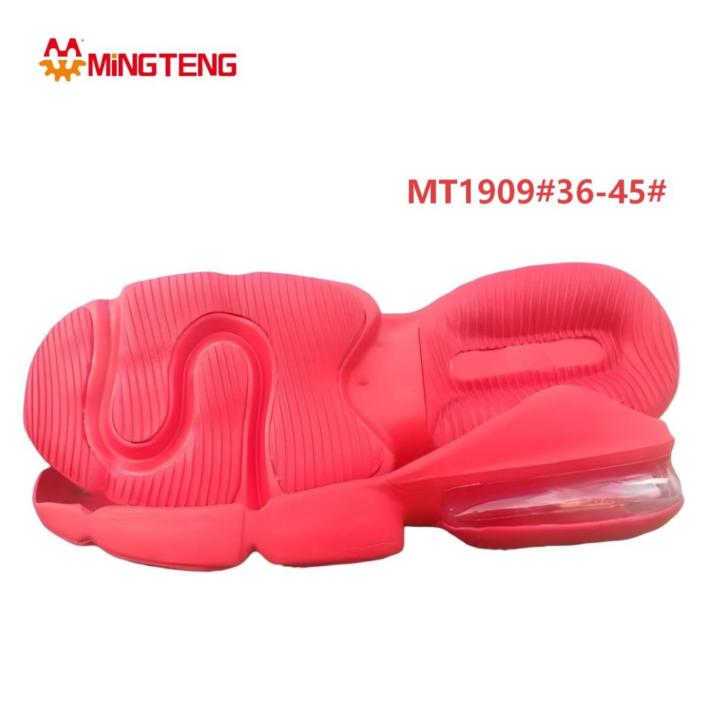 MT1909 Unisex All-Red Rear Visible Air Cushion Wavy Chunky MD Running Shoe Sole, Full Vertical Rib Outsole Smooth Multi-Curve Side Wall Sizes 36-45