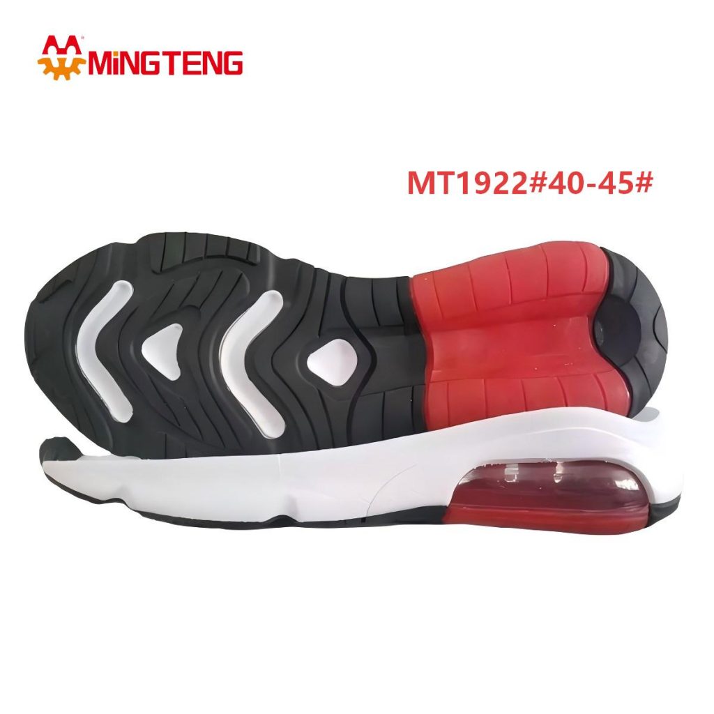 MT1922 Men White Black Red MD+RB Rear Visible Air Cushion Running Shoe Sole, Wavy Hollow Black RB Outsole Smooth Curved Side Wall Sizes 40-45