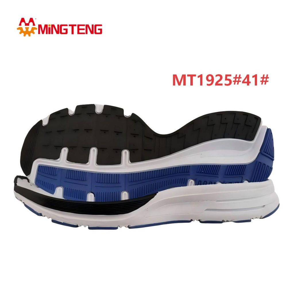 MT1925 Men White Blue Black MD+RB Cushion Running Shoe Sole, Full Horizontal Stripe Black RB Outsole Multi-Layer Wave Side Wall Single Size 41