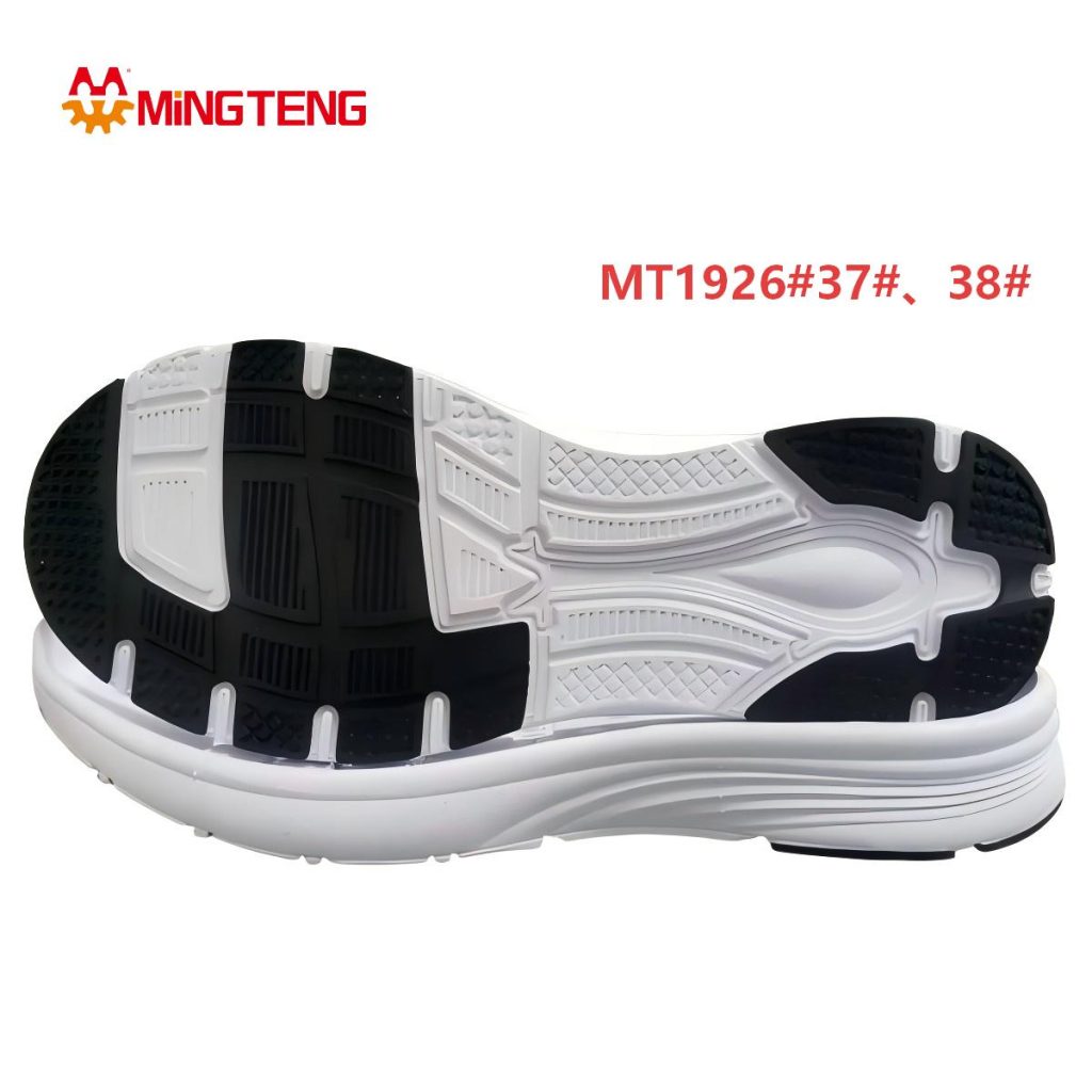 MT1926 Women White Black Split Grid MD+RB Running Shoe Sole, Multi-Zone Grid RB Outsole Multi-Layer Curved Wave Side Wall Sizes 37,38