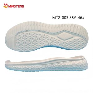 MT2-003 Unisex Pure White One-Piece Foam EVA Running Shoe Sole, Full Diamond Grid Forefoot Vertical Strip Tread Multi-Faceted Side Wall Sizes 35-46