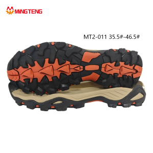 MT2-011 Unisex Black Orange Khaki Two-Time MD+RB Composite Hiking Work Shoe Sole, Tri-Color Arrow Deep Lug Rubber Outsole Wavy Layered Side Wall Sizes 35.5-46.5