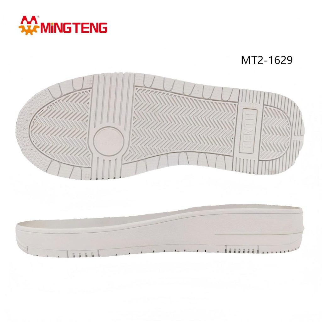 MT2-1629 Unisex Pure White RB Rubber Thin Flat Casual Shoe Sole, Smooth Light EVA Midsole Vertical Stripe Grid RB Anti-Slip Outsole
