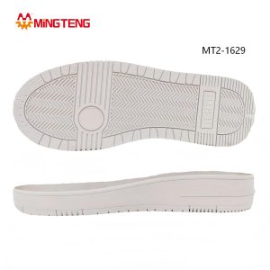 MT2-1629 Unisex Pure White RB Rubber Thin Flat Casual Shoe Sole, Smooth Light EVA Midsole Vertical Stripe Grid RB Anti-Slip Outsole