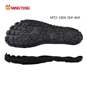 MT2-1806 Unisex All Black RB Rubber Outdoor Hiking Shoe Sole, Thick Contour EVA Midsole Irregular Block Deep Grain RB Anti-Slip Outsole Sizes 36-46