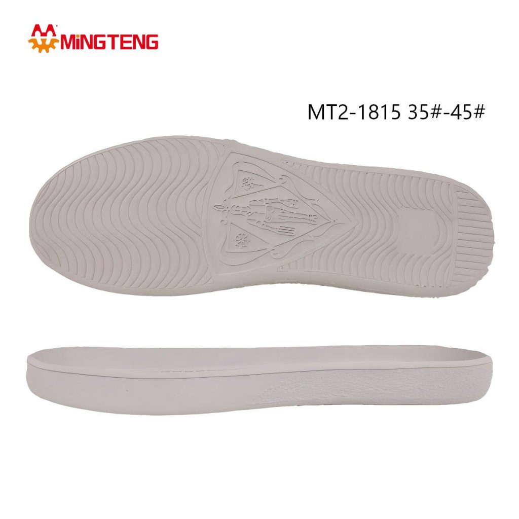 MT2-1815 Unisex Light Gray RB Rubber Flat Casual Shoe Sole, Thin Light EVA Midsole Embossed Logo Cross Grain RB Anti-Slip Outsole Sizes 35-45