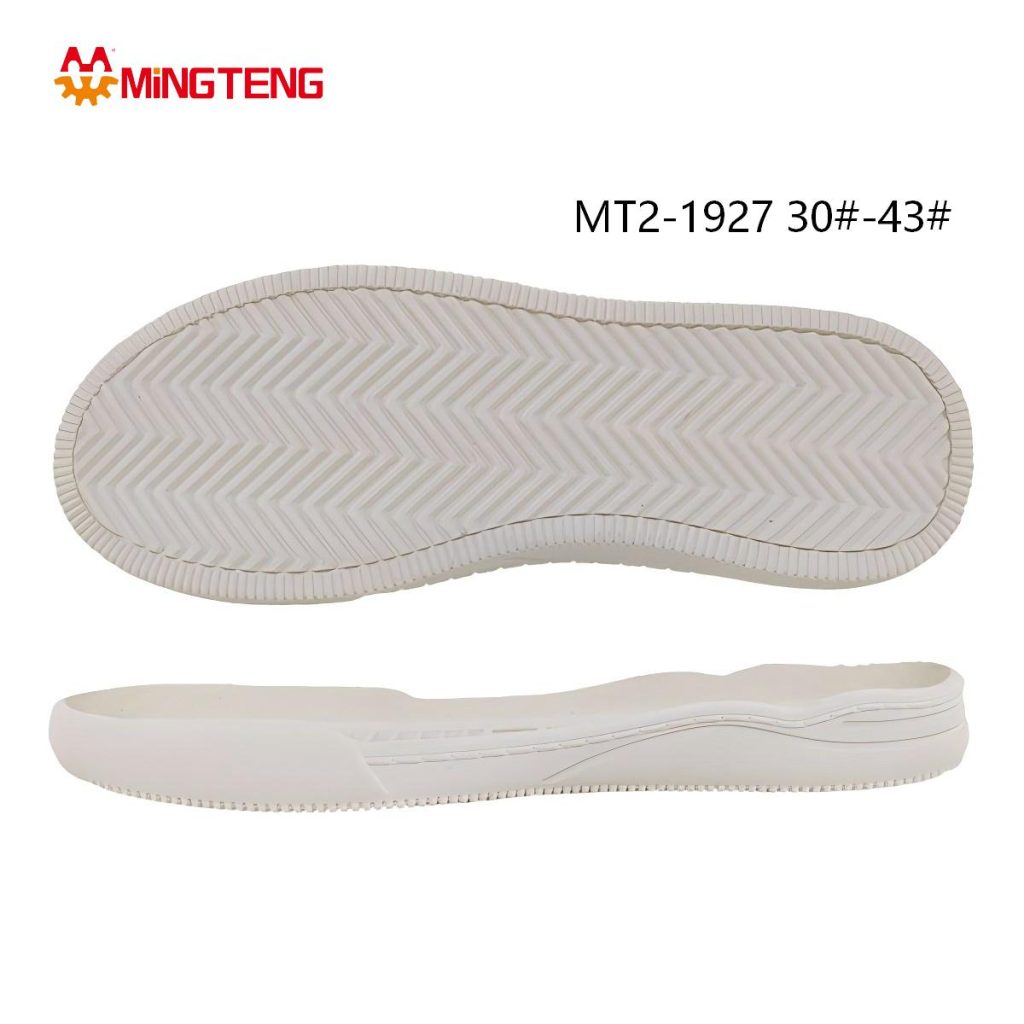 MT2-1927 Unisex Pure White RB Rubber Thin Flat Casual Shoe Sole, Light Single-Layer EVA Midsole Continuous Wave Grain RB Anti-Slip Outsole Sizes 30-43