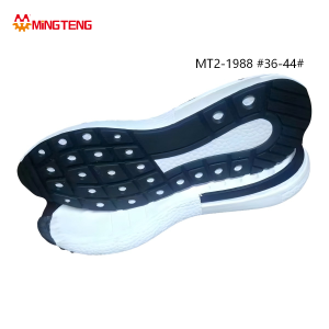 MT2-1988 Unisex White Black Two-Time MD In-Mold Press RB Running Shoe Sole, Honeycomb Hollow Perforated Rubber Strap Popcorn Foam Side Wall Sizes 36-44