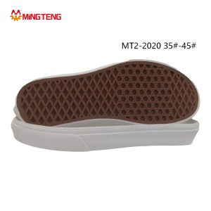 MT2-2020 Unisex White & Brown Two-Tone RB Rubber Skate Canvas Shoe Sole, Medium Thick Smooth EVA Midsole Dual Diamond & Round Dot Grain RB Outsole Sizes 35-45
