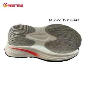 MT2-22015 Unisex White Red Gradient Two-Time MD In-Mold Press Running Shoe Sole, Dual-Zone Wave Oval Dot RB Tread Diamond Embossed Slash Streamline Side Wall Sizes 36-44