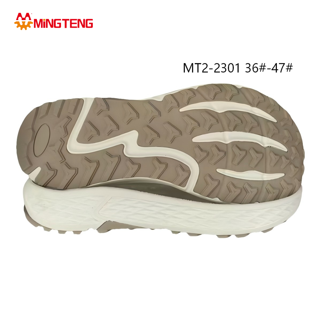 MT2-2301 Unisex Khaki Off White Two-Time MD+RB Composite Trail Dad Shoe Sole, Full Arrow Triangular Deep Lug Rubber Outsole Diamond Grain Foam Side Wall Sizes 36-47
