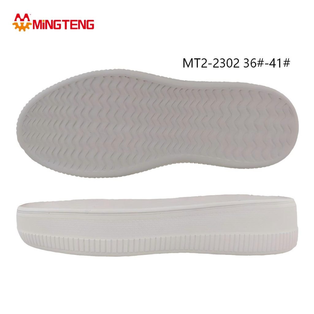 MT2-2302 Women Pure White One-Shot EVA Platform Skate Shoe Sole, Full Chevron Wave Anti-Slip Tread Vertical Rib Side Wall Sizes 36-41