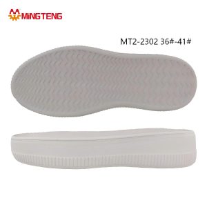 MT2-2302 Women Pure White One-Shot EVA Platform Skate Shoe Sole, Full Chevron Wave Anti-Slip Tread Vertical Rib Side Wall Sizes 36-41