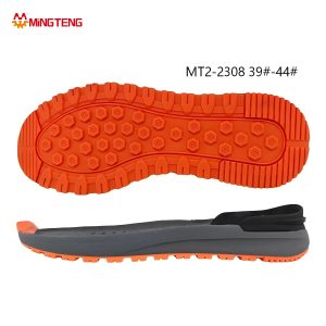 MT2-2308 Unisex Gray Orange Two-Time MD+TPR+TPU Composite Outdoor Hiking Shoe Sole, Honeycomb Hexagon TPR Outsole Angular Streamline TPU Side Support Sizes 39-44