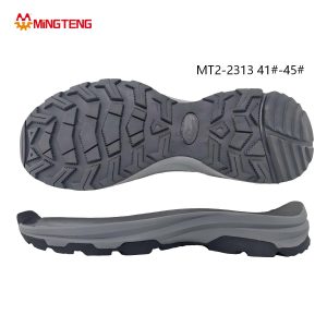 MT2-2313 Men Gray Black MD+RB Composite Hiking Safety Work Shoe Sole, Full Irregular Triangle Square Deep Lug Rubber Outsole Multi-Layer Wavy Streamline Side Wall Sizes 41-45