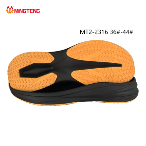 MT2-2316 Unisex Black Orange One-Piece Two-Time MD Racing Running Shoe Sole, Four Zones Chevron Anti-Slip Tread Sharp Blade Streamline Side Wall Hollow Arch Support Sizes 36-44