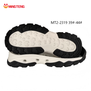 MT2-2319 Unisex White Black Two-Time MD In-Mold Press RB Outdoor Platform Shoe Sole, Perforated Breathable Hollow Side Wall Mixed Irregular Block Tread Wrapped Edge Deep Lugs Sizes 39-44