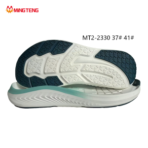 MT2-2330 Women Off White Teal Two-Time MD In-Mold Press RB Running Shoe Sole, Multi-Zone Triangle Diamond Mixed Tread Smooth Curved Streamline Side Wall Sizes 37-41