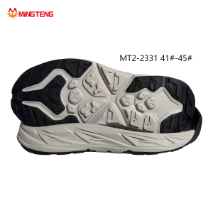 MT2-2331 Men Off White Black Integrated Two-Time MD Trail Running Shoe Sole, Mixed Arrow & X Shape Geometric Tread Sharp Blade Angular Streamline Side Wall Sizes 41-45