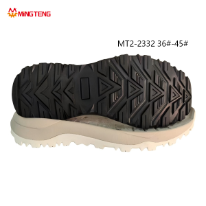 MT2-2332 Unisex Off White Black Integrated Two-Time MD Hiking Dad Shoe Sole, Full Continuous Chevron Triangle Deep Lug Tread Double-Layer Curved Streamline Side Wall Sizes 36-45
