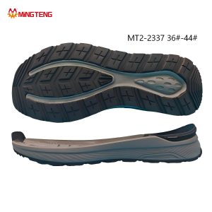 MT2-2337 Unisex Gray Black Blue MD+RB+TPU Composite Cushion Running Shoe Sole, Full Cross Grid RB Tread Hollow Perforated TPU Anti-Torsion Plate Multi-Layer Wave Streamline Side Wall Sizes 36-44