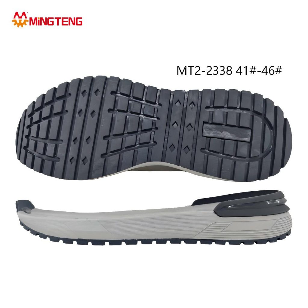 MT2-2338 Men Light Gray Black MD+TPR+TPU Composite Work Running Shoe Sole, Vertical Strip Diamond Dot TPR Outsole Multi-Layer Linear Streamline Side Wall Rear Heel Hard TPU Stabilizer Sizes 41-46