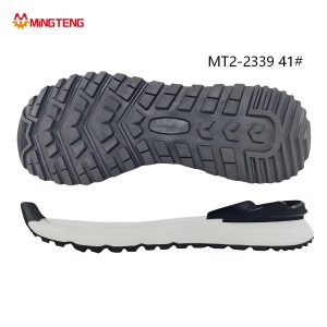 MT2-2339 Men Off White Black MD+TPR+TPU Composite Hiking Safety Shoe Sole, Mixed Chevron Square Block TPR Outsole Multi-Layer Linear Streamline Side Wall Rear Heel Wrap TPU Stabilizer Size 41
