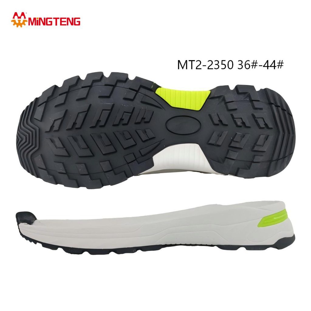 MT2-2350 Unisex Off White Black Lime Green MD+RB+TPU Composite Trail Dad Shoe Sole, Mixed Arrow Square Deep Lug RB Tread Streamline Side Wall Lime Green Rear Heel TPU Stabilizer Sizes 36-44