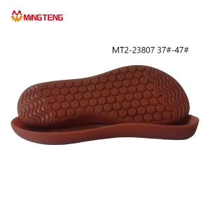 MT2-23807 Unisex Reddish Brown One-Piece Rubber Flat Casual Shoe Sole, Ergonomic Curved Base Dual Chevron & Hexagonal Honeycomb Anti-Slip Tread Sizes 37-47