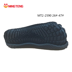 MT2-2590 Unisex All Black Multi-Zone Tread RB Outdoor Hiking Casual Shoe Sole, Integrated Thick Rubber Sole With Mixed Grid, Strip & Block Anti-Slip Studs Sizes 26-47