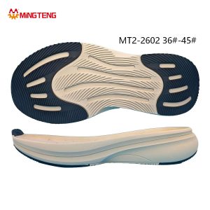 MT2-2602 Unisex Off White Black MD In-Mold Press Running Shoe Sole, Dual-Zone Ribbed RB Tread Double-Layer Smooth Curved Streamline Side Wall Sizes 36-45