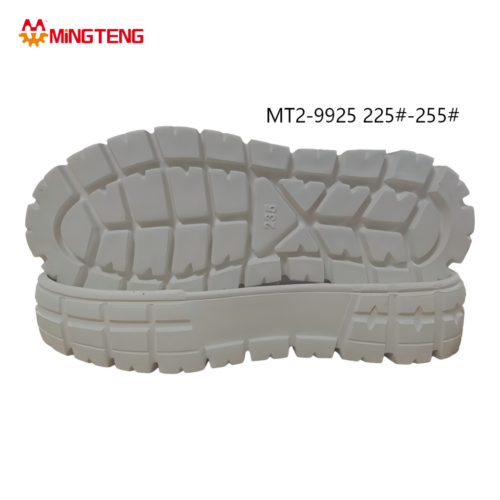 MT2-9925 Kids Pure White One-Shot EVA Chunky Block Lug Martin Work Shoe Sole, Large Square Deep Traction Outsole Multi-Step Side Wall Sizes 225-255