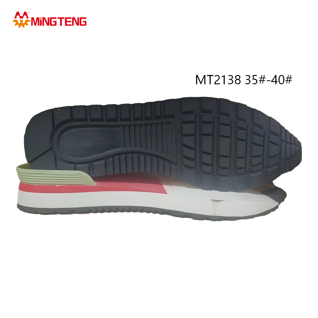 MT2138 Unisex White Red Light Green Four-Color Retro Running Casual Shoe Sole, Multi-Layer Stacked EVA Midsole Vertical Strip Square Block Black Rubber Outsole Sizes 35-40