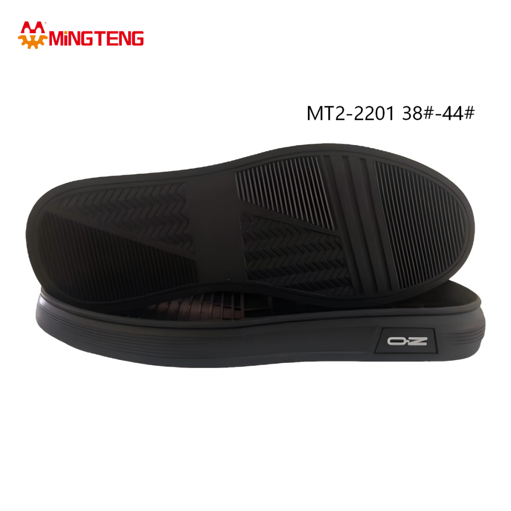MT2-2201 Unisex All Black Thick Business Skate Casual Shoe Sole, Integrated EVA Midsole Segmented Chevron & Vertical Strip Anti-Slip Outsole Embossed OZ Logo Side Sizes 38-44