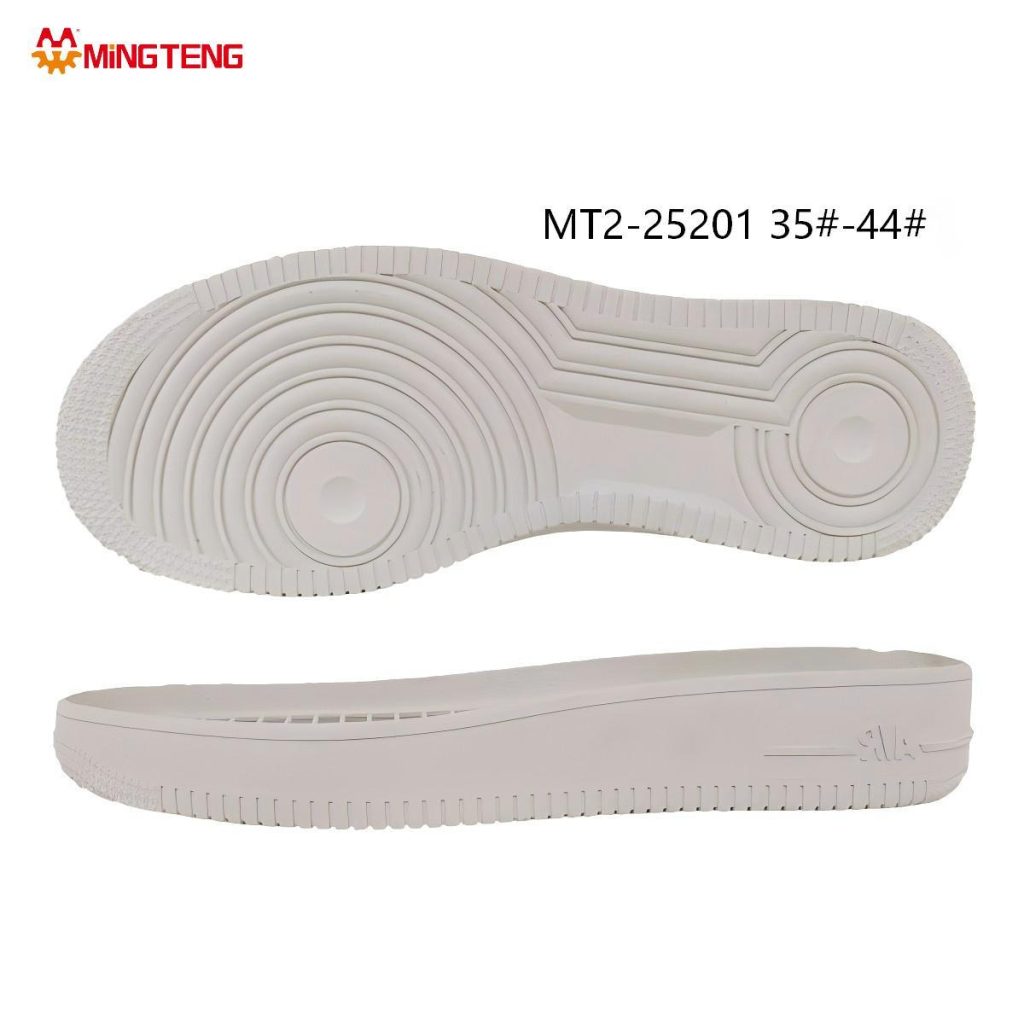 MT2-25201 Unisex Pure White Chunky Air Style Skate Casual Shoe Sole, One-Piece EVA Full Concentric Circle Ring Anti-Slip Tread Embossed Side Logo Sizes 35-44