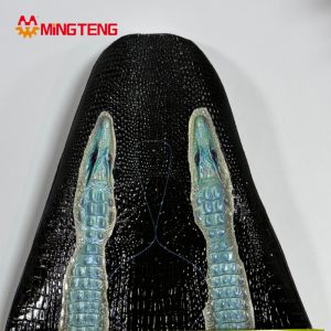 MT-U153 Crocodile Embossed PU Shoe Upper, Iridescent Croc Head Decorative