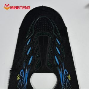 MT-U158 Flyknit Sports Shoe Upper Black Custom Printed Breathable Knit Sneaker