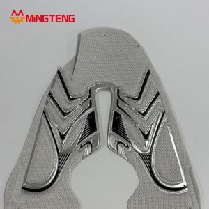 MT-U020 3D Thermoformed Mesh Shoe Upper, Metallic Silver Embossed Knit Sneaker Vamp For Sports Running Shoes