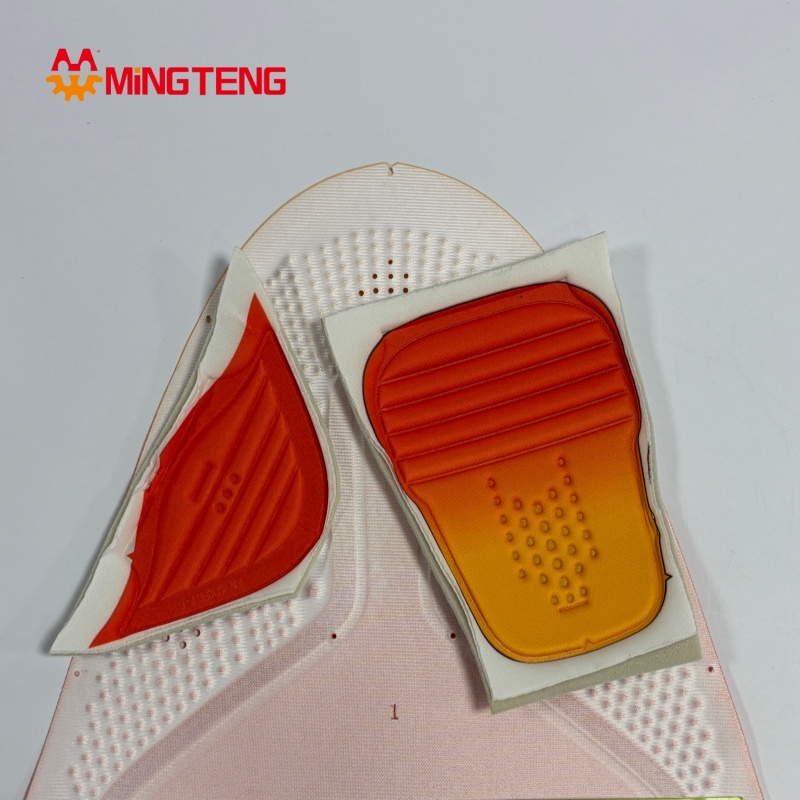 MT-U306 Gradient Red Orange Embossed Breathable Knit Shoe Upper - Image 2