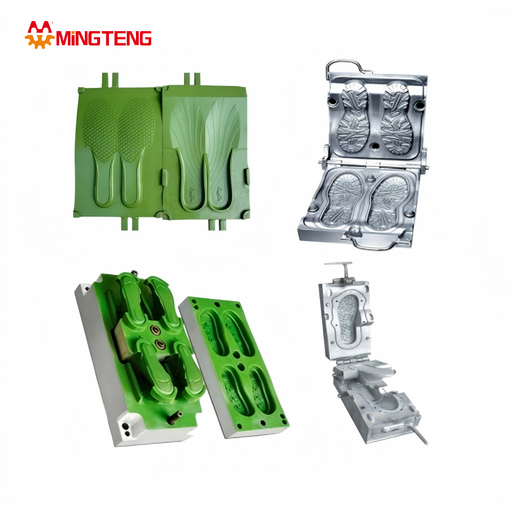 MINGTENG Custom EVA MD Shoe Sole Injection Mould, Green Finished Mold & Raw Steel Mold Set For Sneaker Casual Slipper Outsole Production